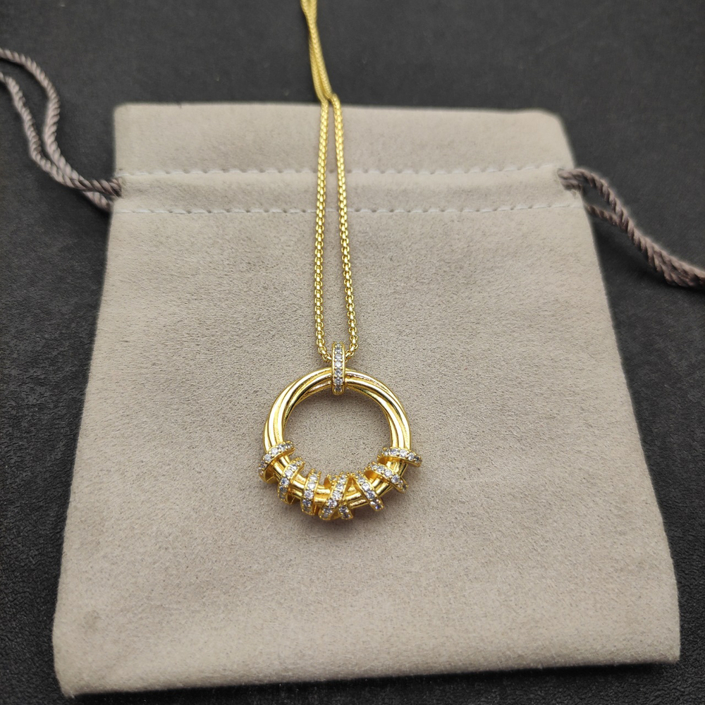 David Yurman Gold Spinning Bead Diamond Necklace - Picture 2 of 8
